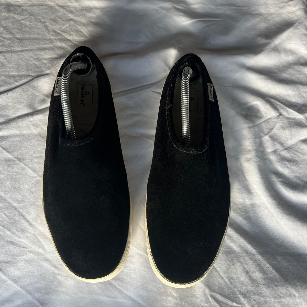 Staheekum Cami‎ Mule Black Suede Faux Shearling Lined Slippers Womens 9 1407466